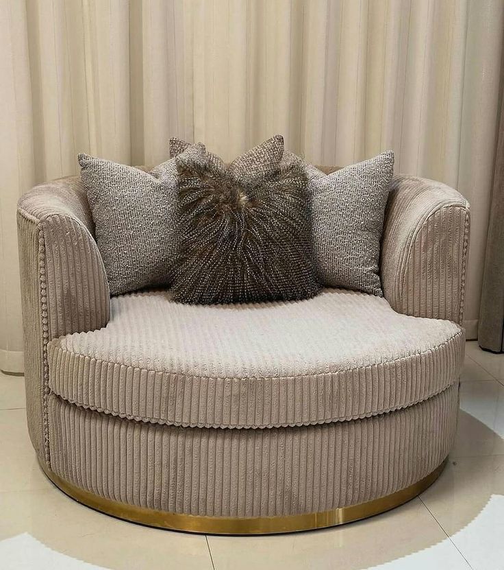 Round corduroy swivel chair